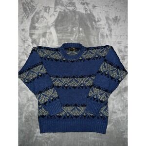 Vintage 80s Eddie Bauer Sweater Size L Cotton Fair Isle Geometric Nordic